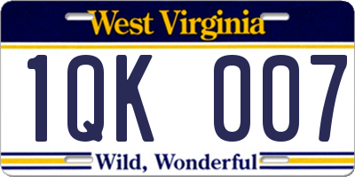WV license plate 1QK007