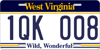 WV license plate 1QK008