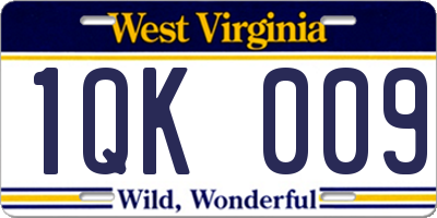 WV license plate 1QK009