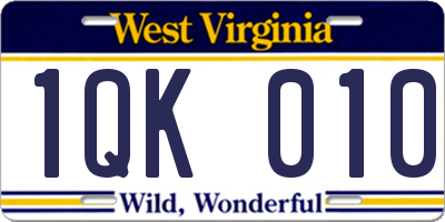 WV license plate 1QK010