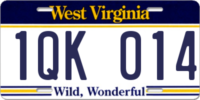 WV license plate 1QK014