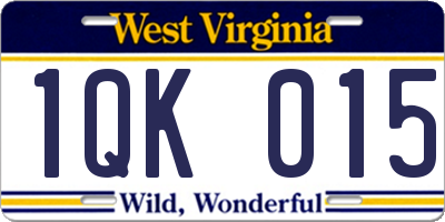 WV license plate 1QK015