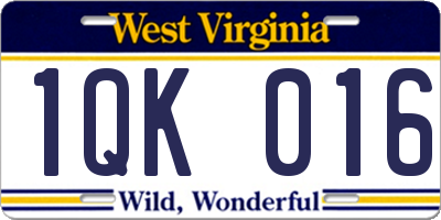 WV license plate 1QK016