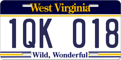 WV license plate 1QK018