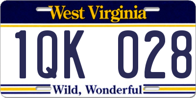 WV license plate 1QK028