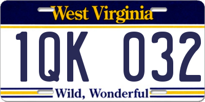 WV license plate 1QK032