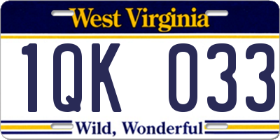 WV license plate 1QK033