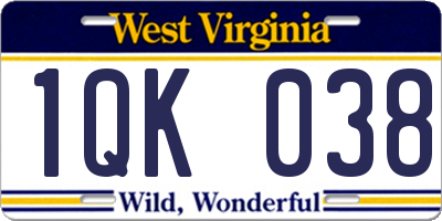 WV license plate 1QK038