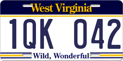 WV license plate 1QK042