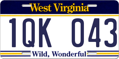 WV license plate 1QK043