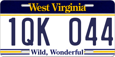 WV license plate 1QK044