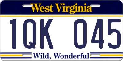 WV license plate 1QK045