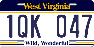 WV license plate 1QK047