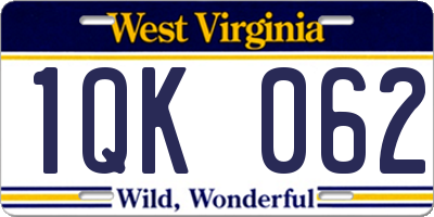 WV license plate 1QK062