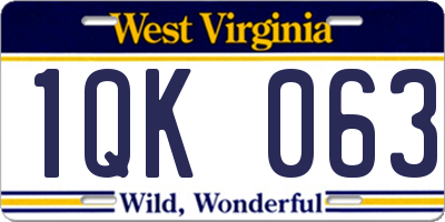 WV license plate 1QK063