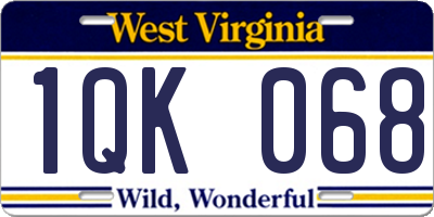 WV license plate 1QK068