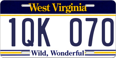 WV license plate 1QK070