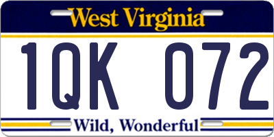WV license plate 1QK072