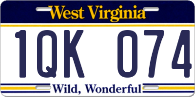 WV license plate 1QK074