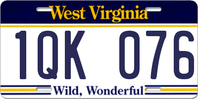 WV license plate 1QK076