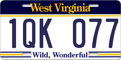 WV license plate 1QK077