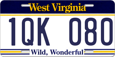 WV license plate 1QK080