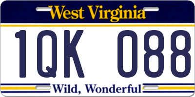 WV license plate 1QK088