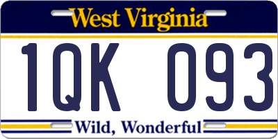 WV license plate 1QK093