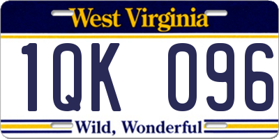 WV license plate 1QK096