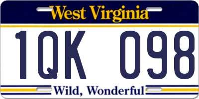 WV license plate 1QK098