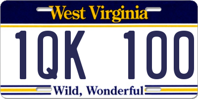 WV license plate 1QK100