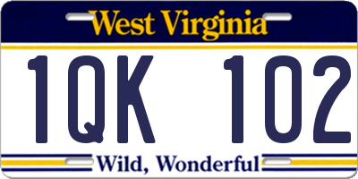 WV license plate 1QK102