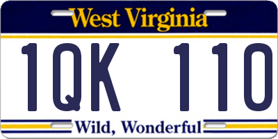 WV license plate 1QK110