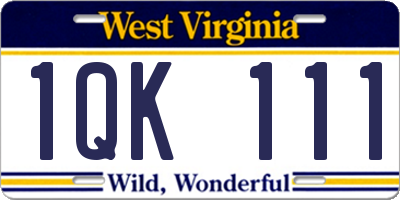 WV license plate 1QK111