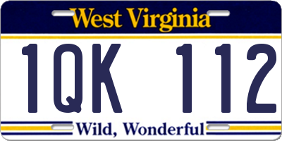 WV license plate 1QK112