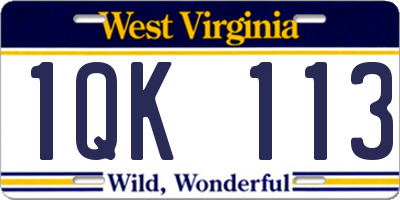 WV license plate 1QK113