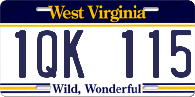 WV license plate 1QK115