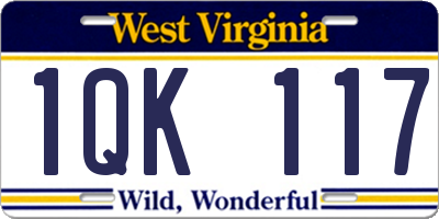 WV license plate 1QK117