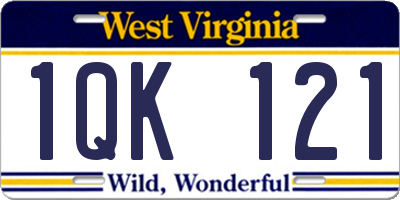 WV license plate 1QK121