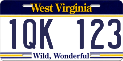 WV license plate 1QK123