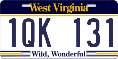 WV license plate 1QK131