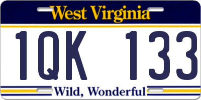 WV license plate 1QK133