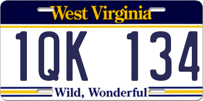WV license plate 1QK134