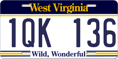 WV license plate 1QK136