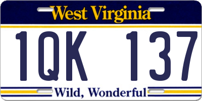 WV license plate 1QK137