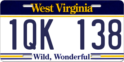 WV license plate 1QK138