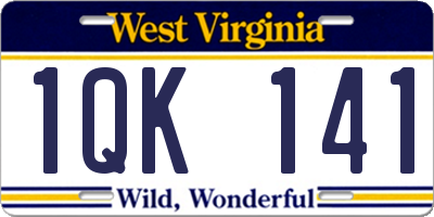 WV license plate 1QK141