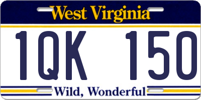 WV license plate 1QK150