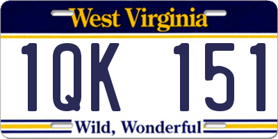 WV license plate 1QK151