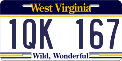 WV license plate 1QK167